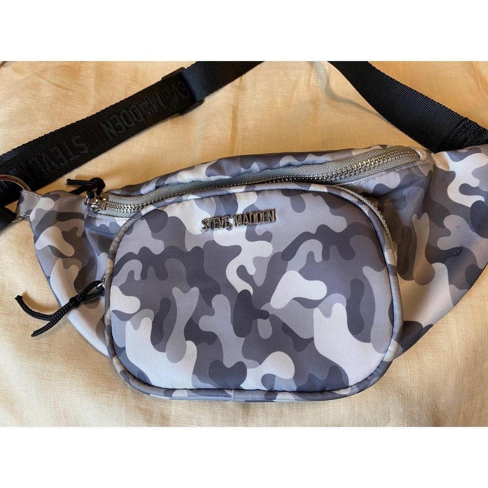 Steve Madden Bum Bag Camo Grey Belly Fanny Belt Bag Pack Waist Purse Gorp sku2